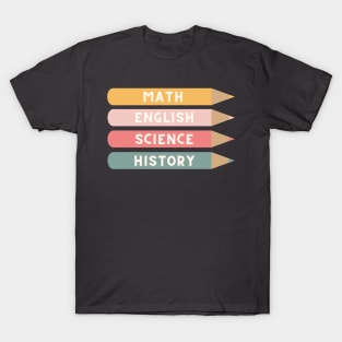 Coloring Pencil School Subject Labels T-Shirt